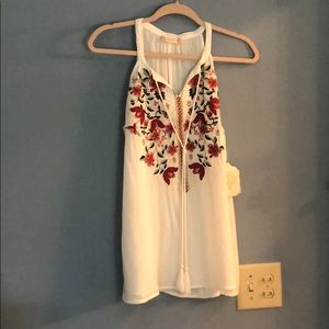 Altar’d State White Tank with Crochet Detail